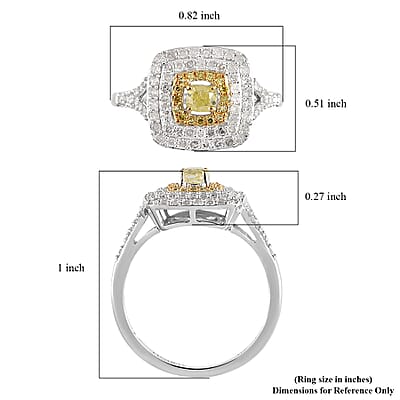 Luxoro 10K White Gold I3 Natural Yellow and Diamond Ring (Size 8.0) 0.60 ctw