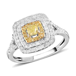 LUXORO 10K White Gold I3 Natural Yellow and Diamond Ring 2.75 Grams 0.60 ctw