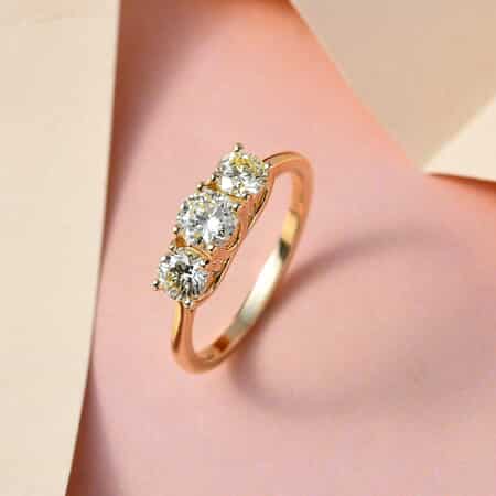 Luxoro 10K Yellow Gold Natural Yellow Diamond I3 Trilogy Ring (Size 6.0) 1.00 ctw image number 1