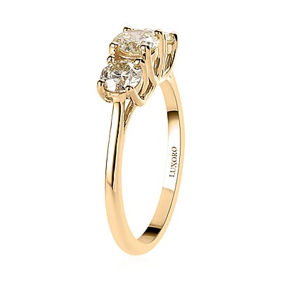 Luxoro 10K Yellow Gold Natural Yellow Diamond I3 Trilogy Ring (Size 7.0) 1.00 ctw