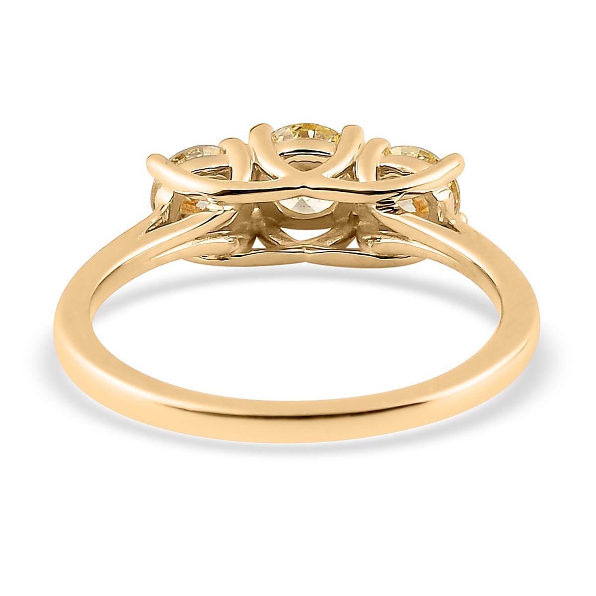 Luxoro 10K Yellow Gold Natural Yellow Diamond I3 Trilogy Ring (Size 7.0) 1.00 ctw image number 4