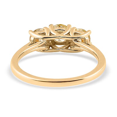 Luxoro 10K Yellow Gold Natural Yellow Diamond I3 Trilogy Ring (Size 7.0) 1.00 ctw