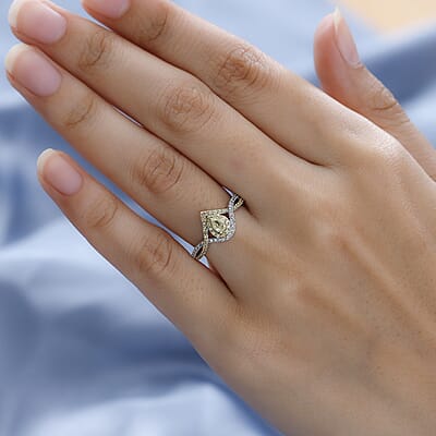 Luxoro 10K White Gold I3 Natural Yellow and White Diamond Infinity Band Ring (Size 6.0) 0.50 ctw