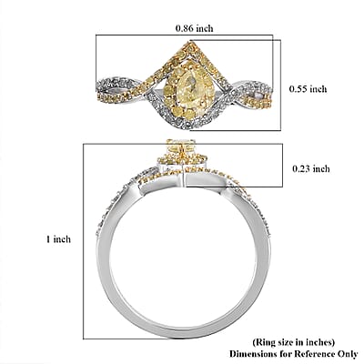 Luxoro 10K White Gold I3 Natural Yellow and White Diamond Infinity Band Ring (Size 6.0) 0.50 ctw
