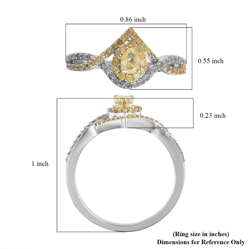 Luxoro 10K White Gold I3 Natural Yellow and White Diamond Infinity Band Ring (Size 6.0) 0.50 ctw