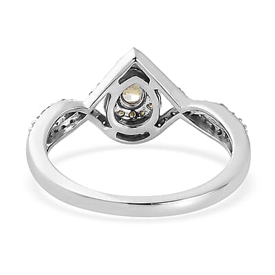 Luxoro 10K White Gold I3 Natural Yellow and White Diamond Infinity Band Ring (Size 7.0) 0.50 ctw