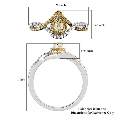 Luxoro 10K White Gold I3 Natural Yellow and White Diamond Infinity Band Ring (Size 7.0) 0.50 ctw