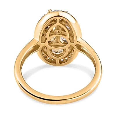 Natural Golden Tanzanite and White Zircon  2.29 ctw Ring in Vermeil Yellow Gold Over Sterling Silver (Size 11.5)