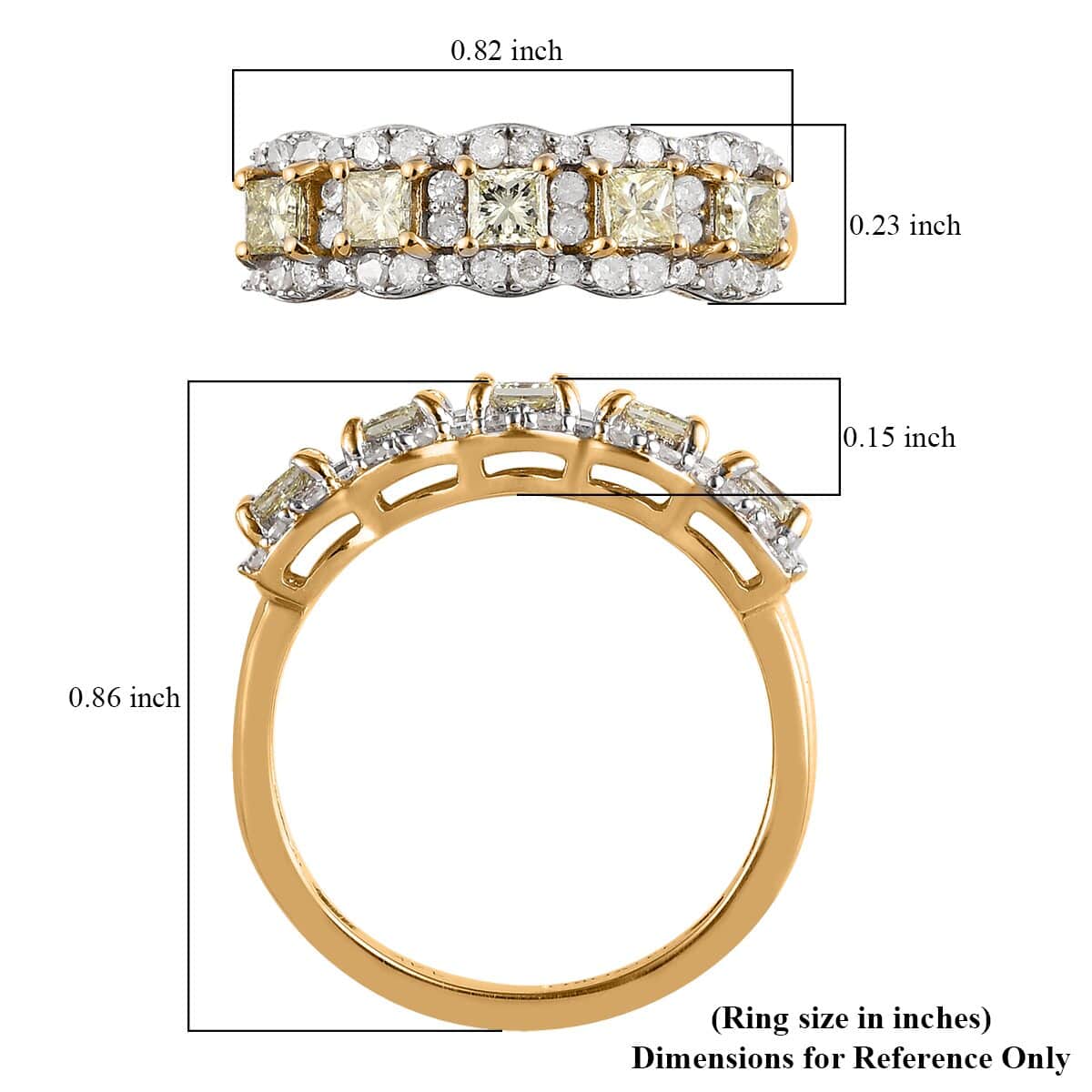 Luxoro 14K Yellow Gold I3 Natural Yellow and White Diamond Ring (Size 5.0) 1.00 ctw image number 5