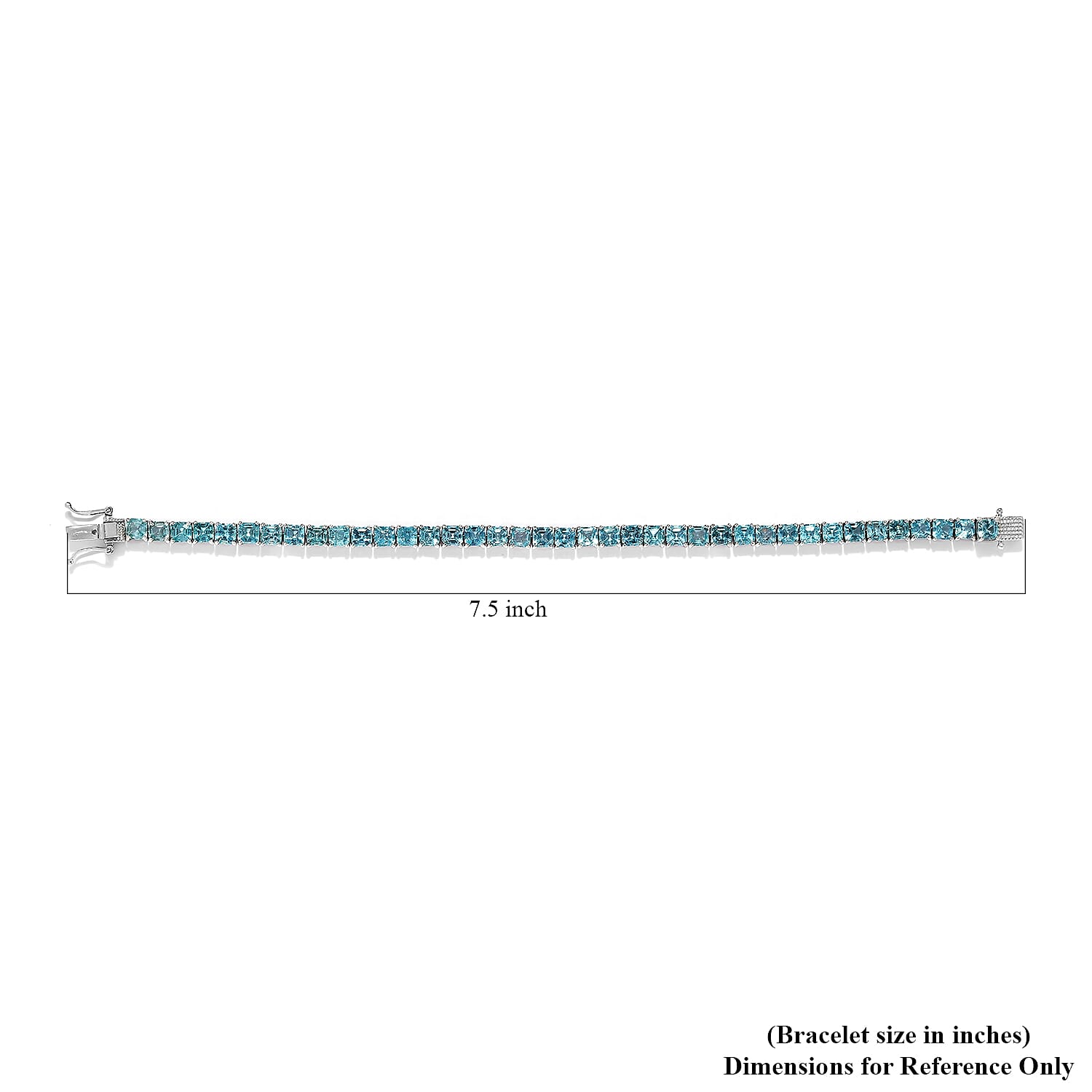 Asscher Cut Madagascar Paraiba Apatite Tennis Bracelet in Platinum Over Sterling Silver (7.25 In) 12.75 ctw