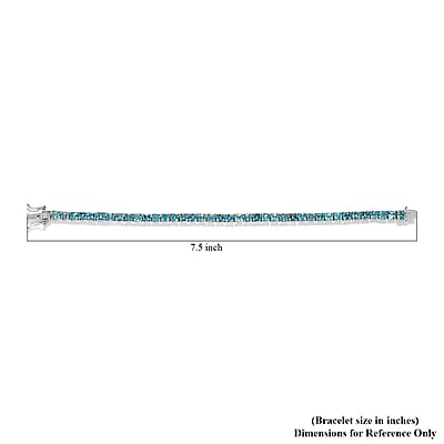 Asscher Cut Madagascar Paraiba Apatite Tennis Bracelet in Platinum Over Sterling Silver (7.25 In) 12.75 ctw