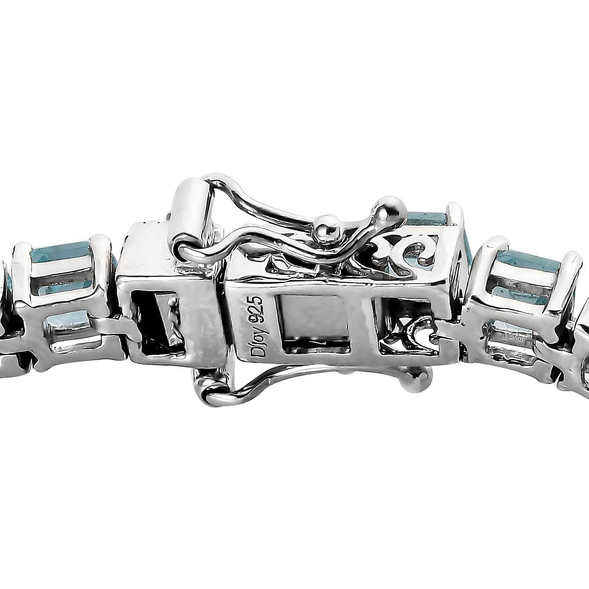 Asscher Cut Madagascar Paraiba Apatite Tennis Bracelet in Platinum Over Sterling Silver (6.50 In) 11.50 ctw image number 3