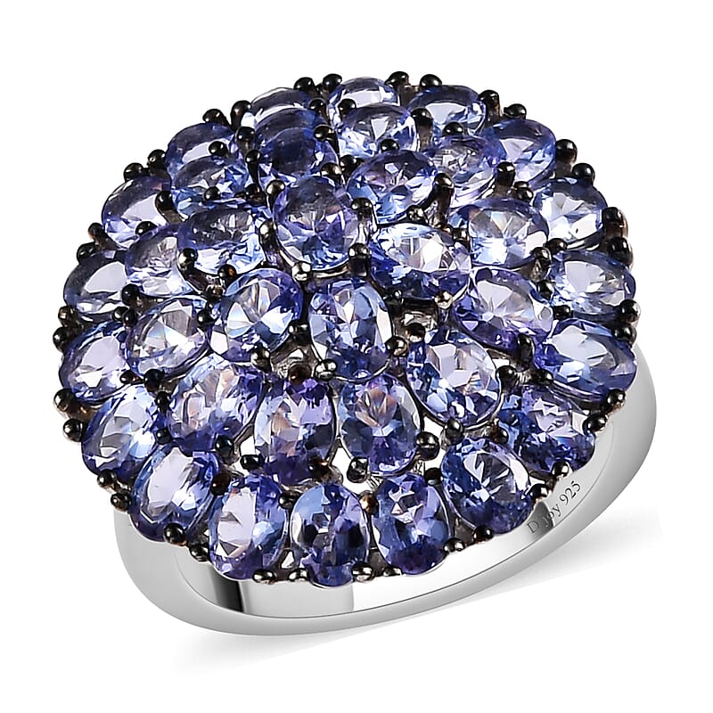 Tanzanite Floral Ring in Platinum Over Sterling Silver (Size 10.0) 6.25 ctw