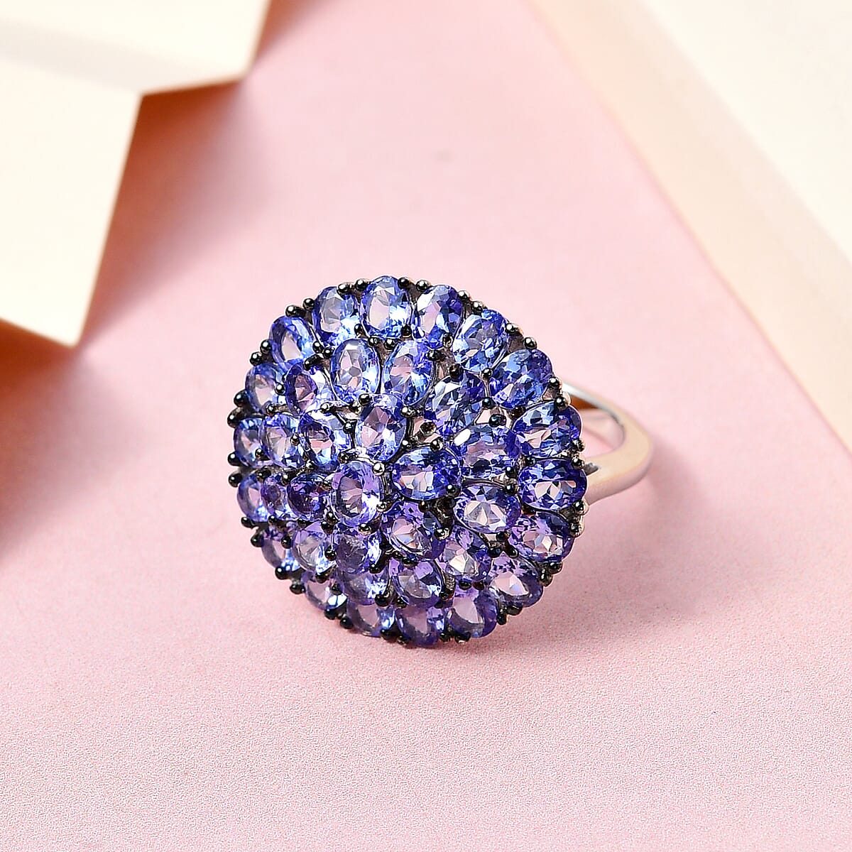 Tanzanite Floral Spray Ring in Platinum Over Sterling Silver 6.25 ctw image number 1