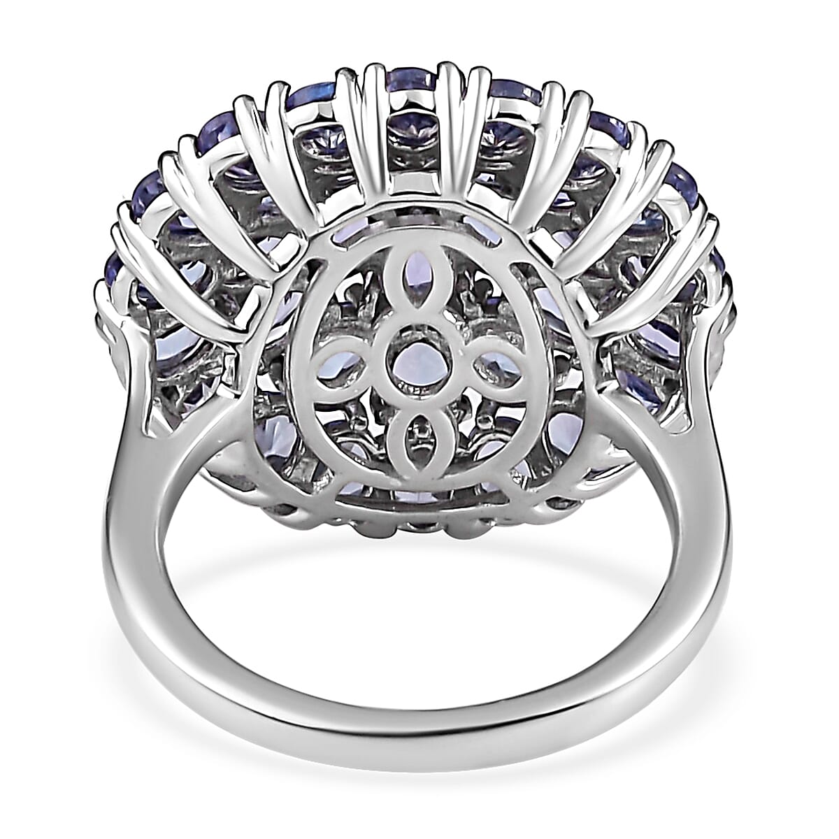 Tanzanite Floral Ring in Platinum Over Sterling Silver (Size 10.0) 6.25 ctw