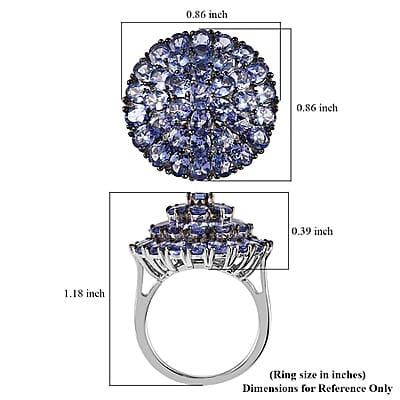 Tanzanite Floral Ring in Platinum Over Sterling Silver (Size 10.0) 6.25 ctw