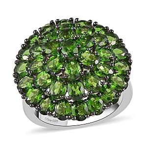 Natural Chrome Diopside Floral Ring in Platinum Over Sterling Silver (Size 5.0) 7.00 ctw