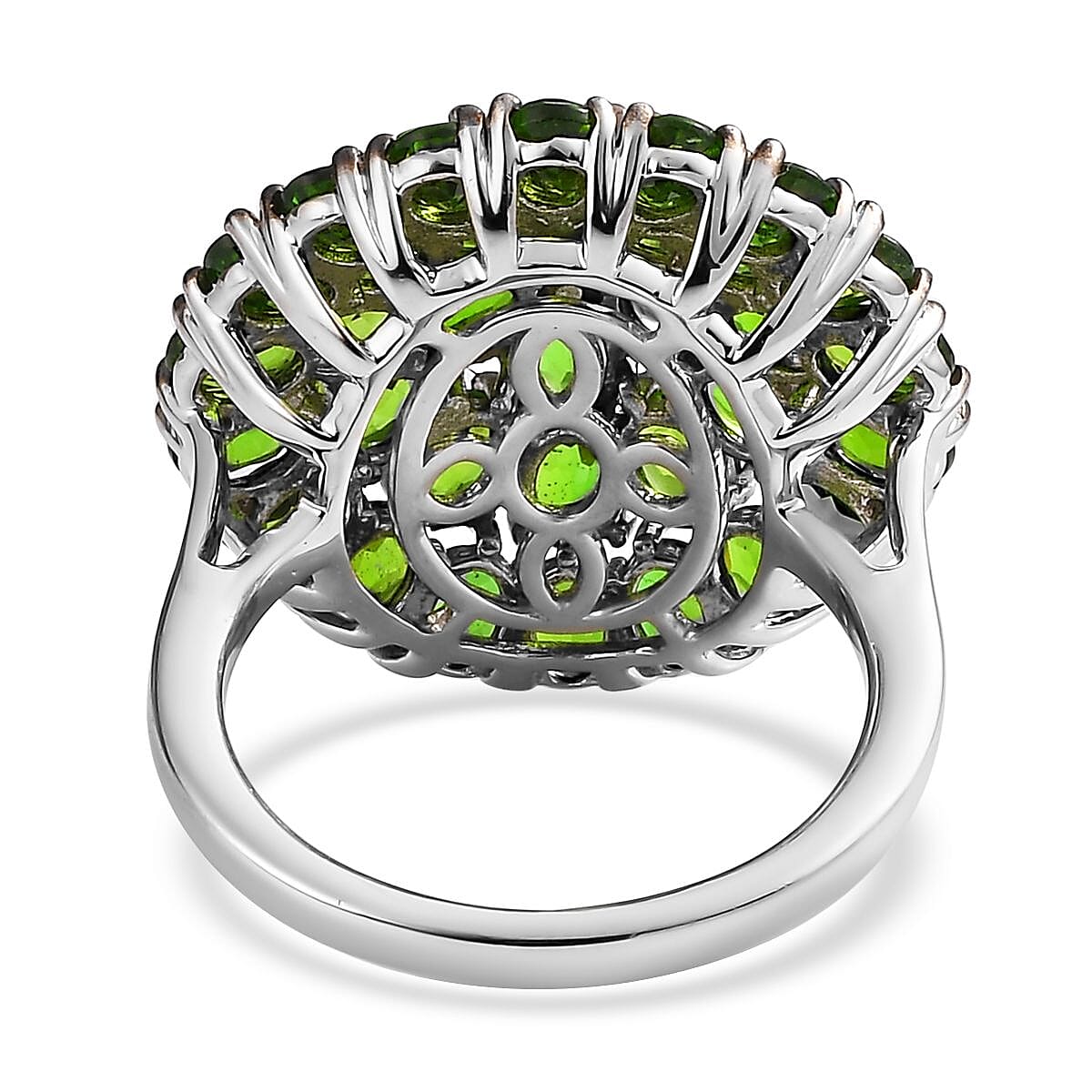 Natural Chrome Diopside Floral Ring in Platinum Over Sterling Silver (Size 5.0) 7.00 ctw image number 4