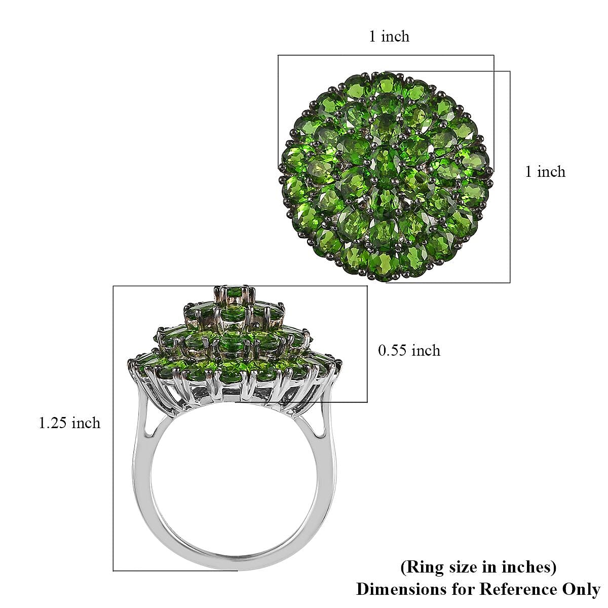 Natural Chrome Diopside Floral Ring in Platinum Over Sterling Silver (Size 5.0) 7.00 ctw image number 5