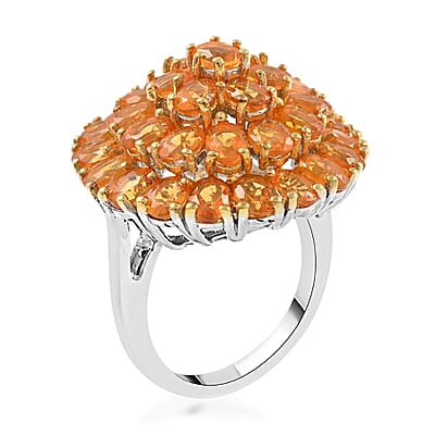 Jalisco Fire Opal Floral Ring in Platinum Over Sterling Silver (Size 8.0) 4.40 ctw
