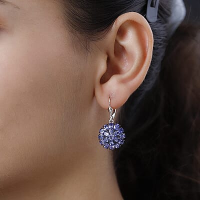 Tanzanite Floral Earrings in Platinum Over Sterling Silver 6.25 ctw