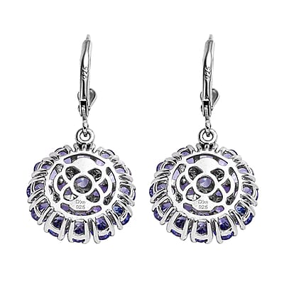 Tanzanite Floral Earrings in Platinum Over Sterling Silver 6.25 ctw