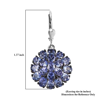 Tanzanite Floral Earrings in Platinum Over Sterling Silver 6.25 ctw