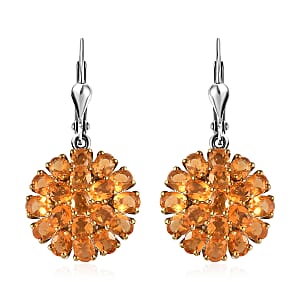 Jalisco Fire Opal Floral Earrings in Platinum Over Sterling Silver 4.50 ctw