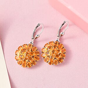 Jalisco Fire Opal Floral Earrings in Platinum Over Sterling Silver 4.50 ctw