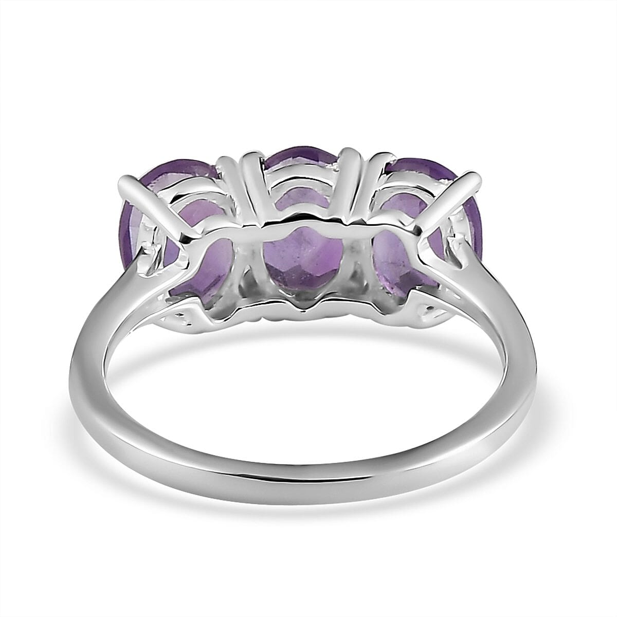 Amethyst 3 Stone Ring in Sterling Silver 2.15 ctw image number 4
