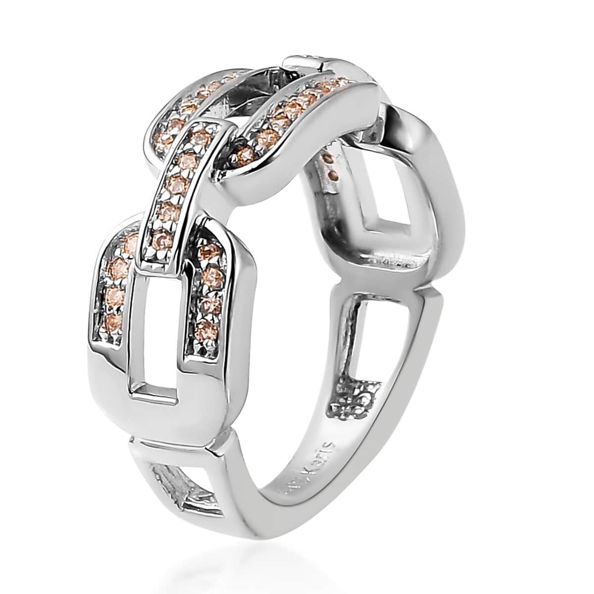 KARIS Simulated Champagne Diamond Paper Clip Band Ring in Platinum Bond 0.40 ctw image number 3