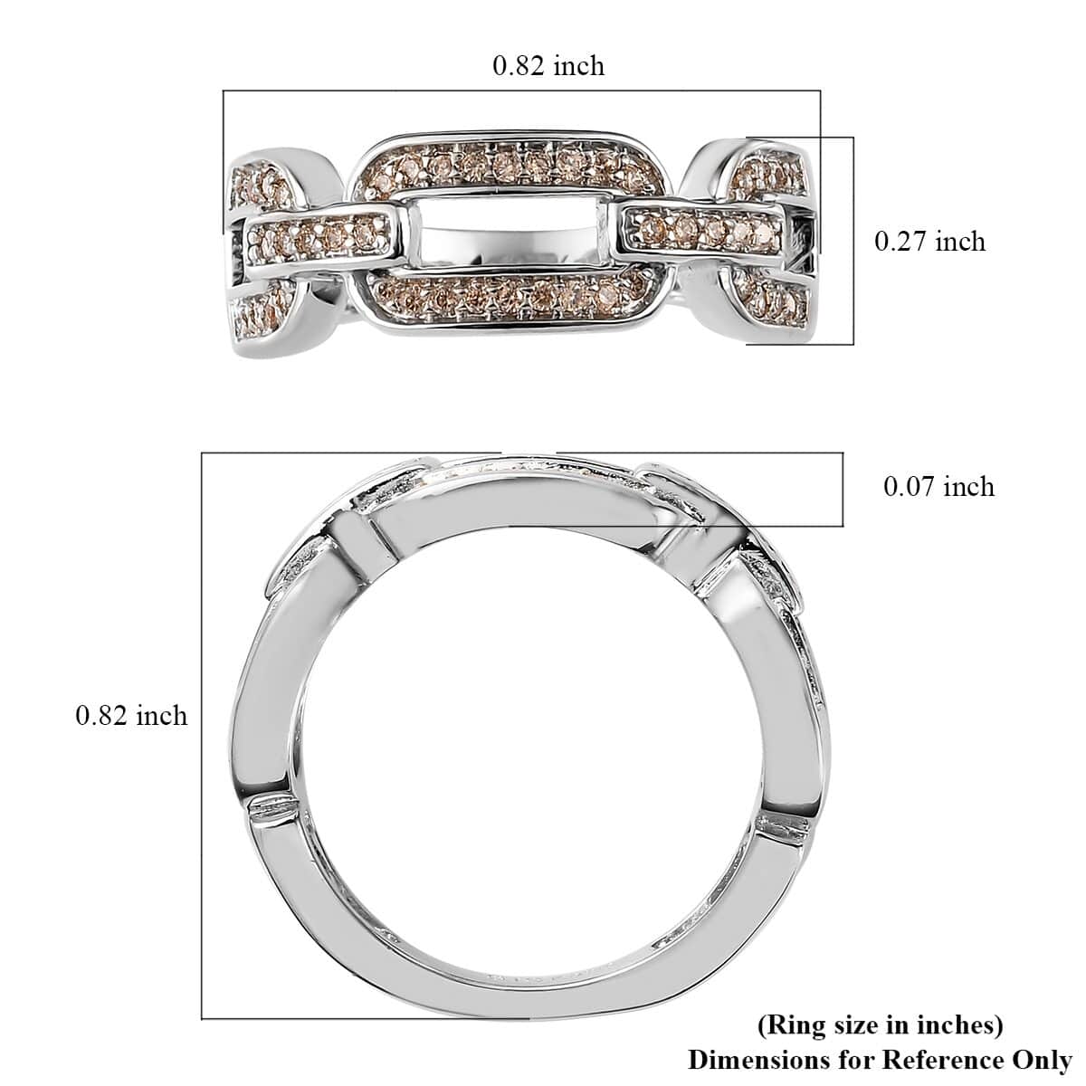 KARIS Simulated Champagne Diamond Paper Clip Band Ring in Platinum Bond 0.40 ctw image number 5