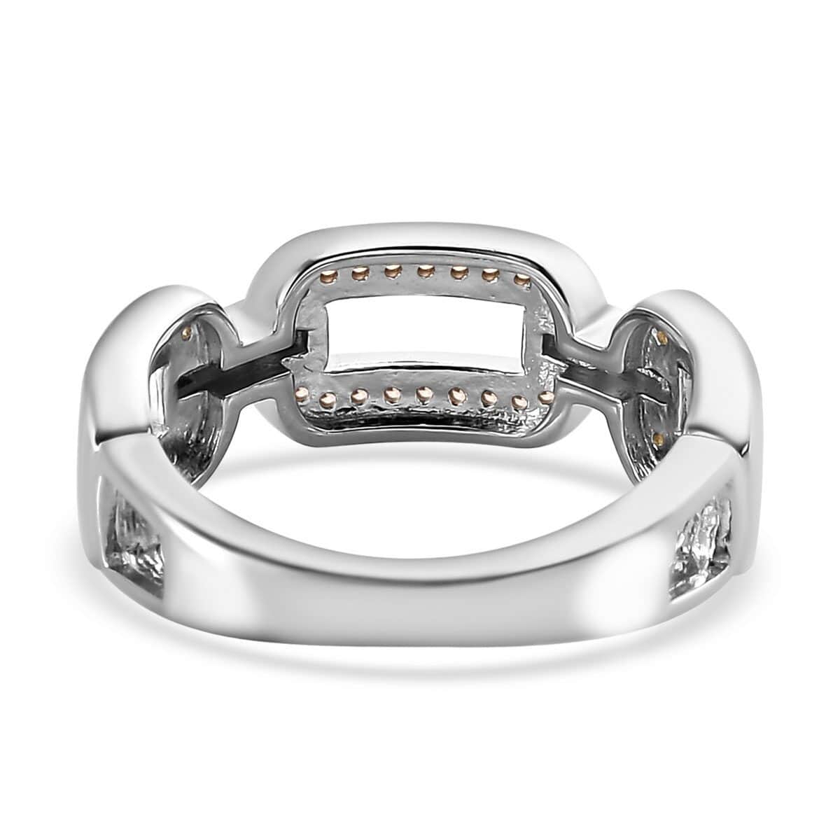 Karis Simulated Champagne Diamond Paper Clip Band Ring in Platinum Bond (Size 7.0) 0.40 ctw image number 4