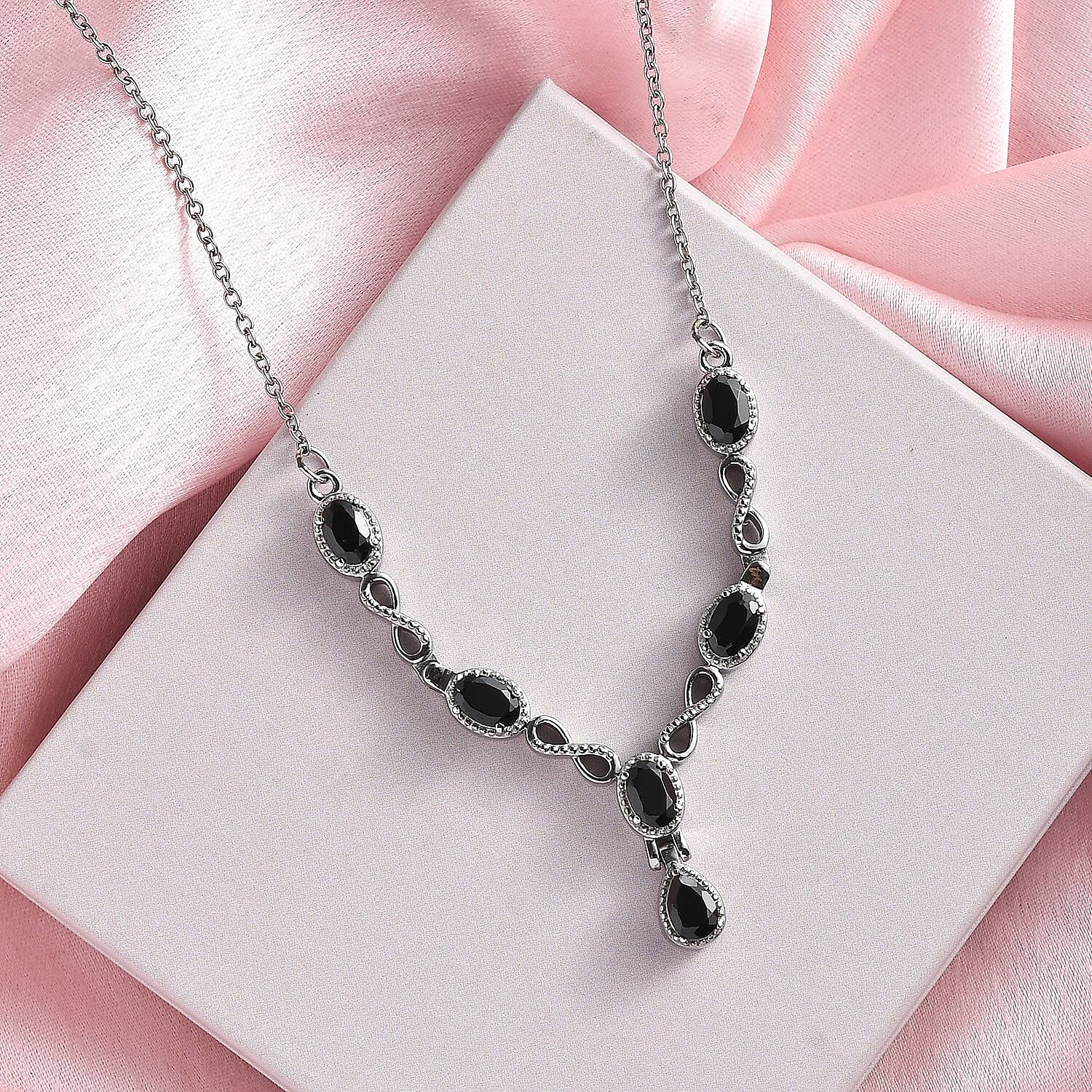 Buy Thai Black Spinel Station Necklace (18 Inches) in Stainless