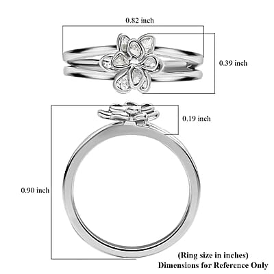 Natural Uncut Polki Diamond 0.25 ctw Floral Ring in Sterling Silver, Flower Jewelry, Diamond Gift For Her (Size 10.00)