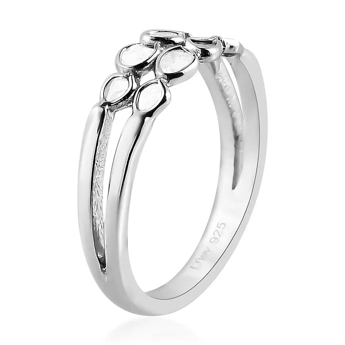 Natural Uncut Polki Diamond Band Ring in Sterling Silver, 2 Row Band Ring, Diamond Gift For Her 0.25 ctw image number 4