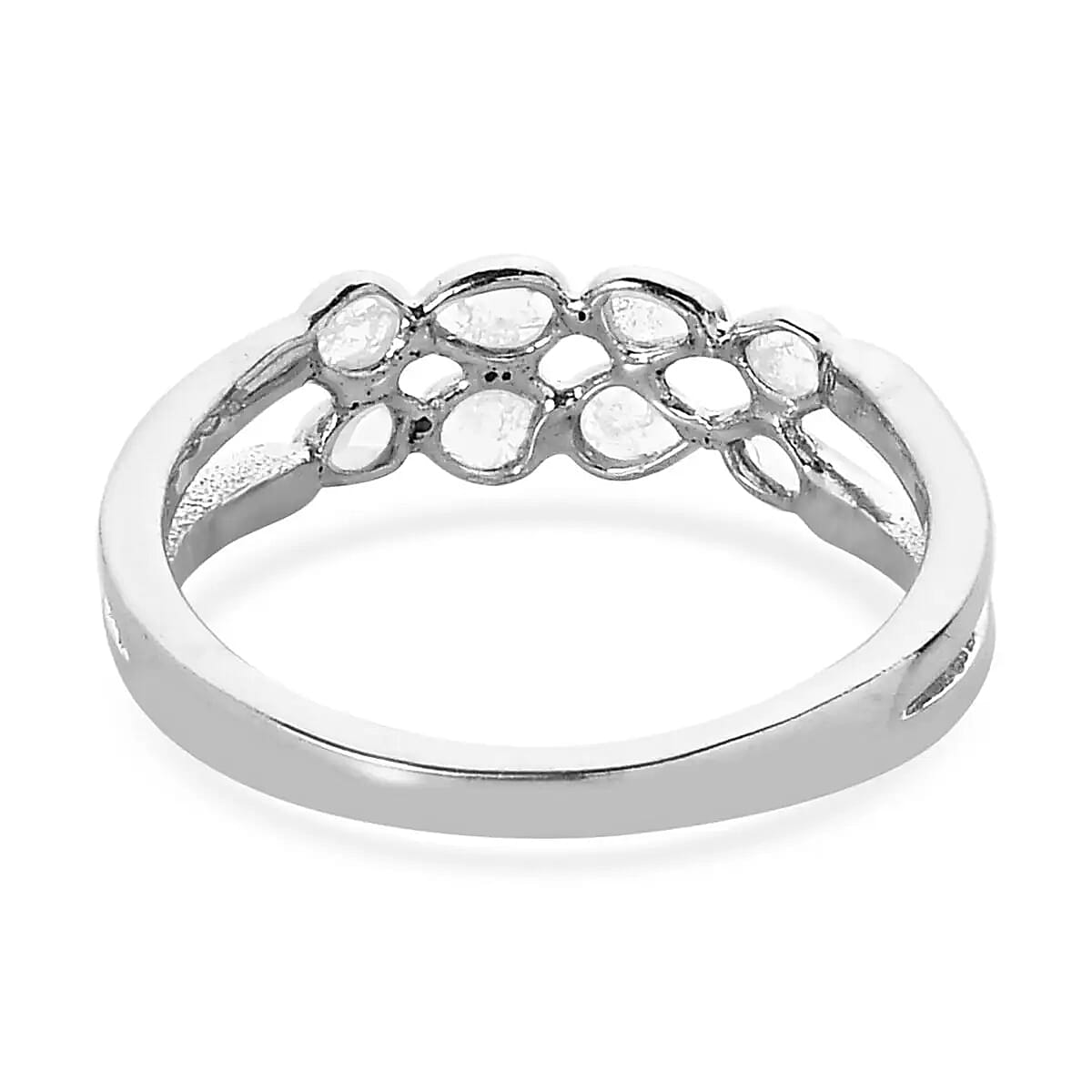 Natural Uncut Polki Diamond Band Ring in Sterling Silver, 2 Row Band Ring, Diamond Gift For Her 0.25 ctw image number 5