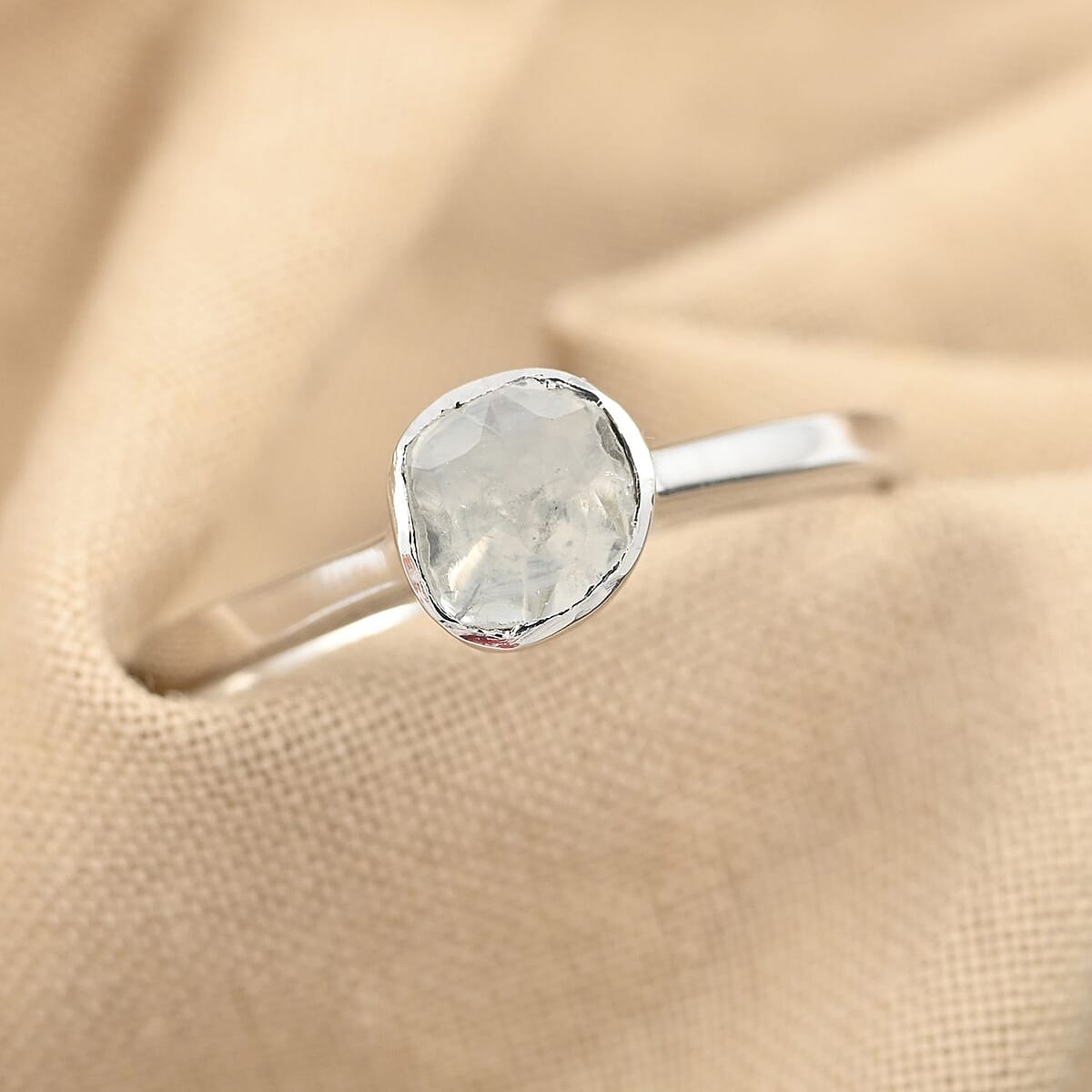 Polki Diamond Solitaire Ring in Sterling Silver (Size 7.0) 0.25 ctw image number 1