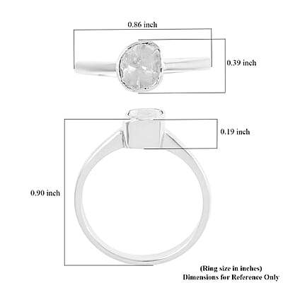 Polki Diamond Solitaire Ring in Sterling Silver (Size 8.0) 0.25 ctw