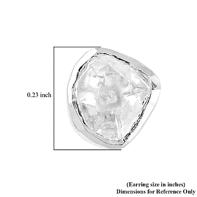 Natural Uncut Polki Diamond 0.50 ctw Solitaire Stud Earrings in Sterling Silver