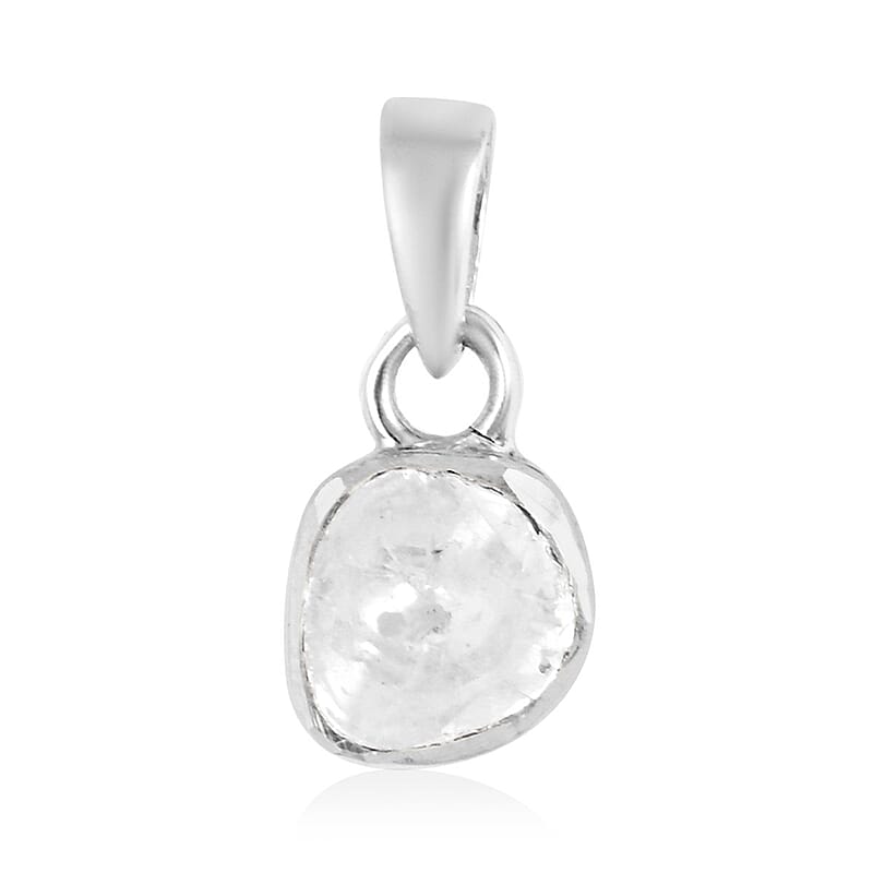 Polki Diamond Solitaire Pendant in Sterling Silver 0.25 ctw