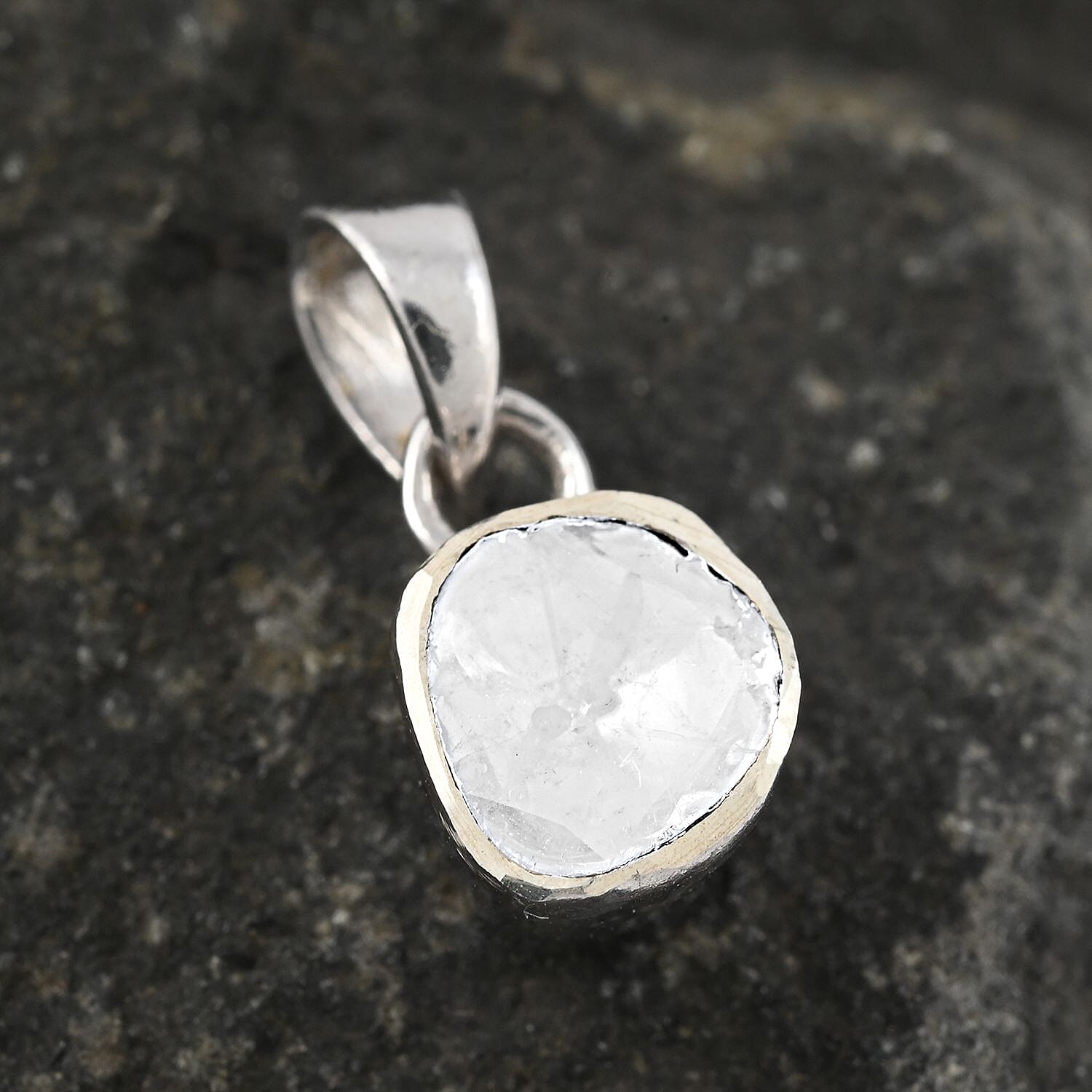 Polki Diamond Solitaire Pendant in Sterling Silver 0.25 ctw