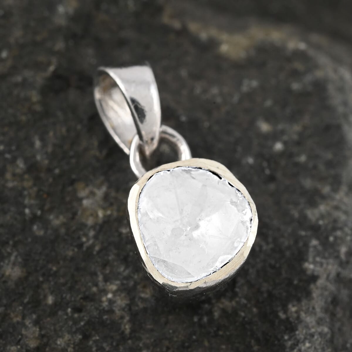 Polki Diamond Solitaire Pendant in Sterling Silver 0.25 ctw image number 1
