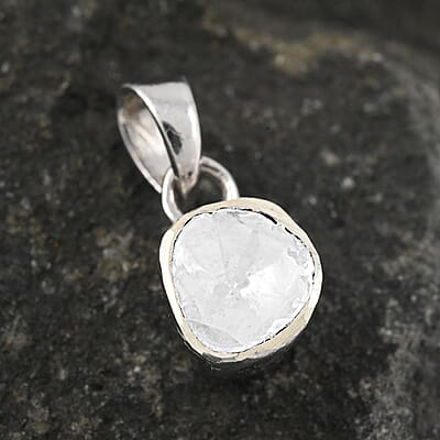 Polki Diamond Solitaire Pendant in Sterling Silver 0.25 ctw