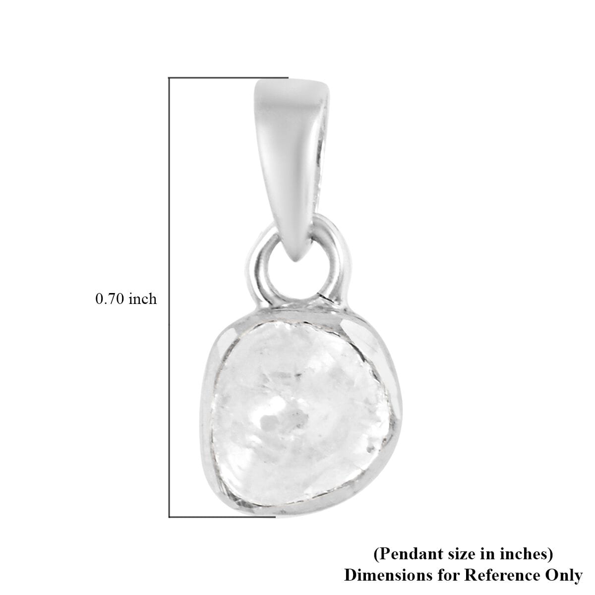Polki Diamond Solitaire Pendant in Sterling Silver 0.25 ctw image number 4