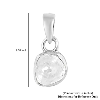 Polki Diamond Solitaire Pendant in Sterling Silver 0.25 ctw