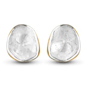 Polki Diamond Earrings in 14K YG Over Sterling Silver, Solitaire Earrings, Diamond Studs 0.50 ctw