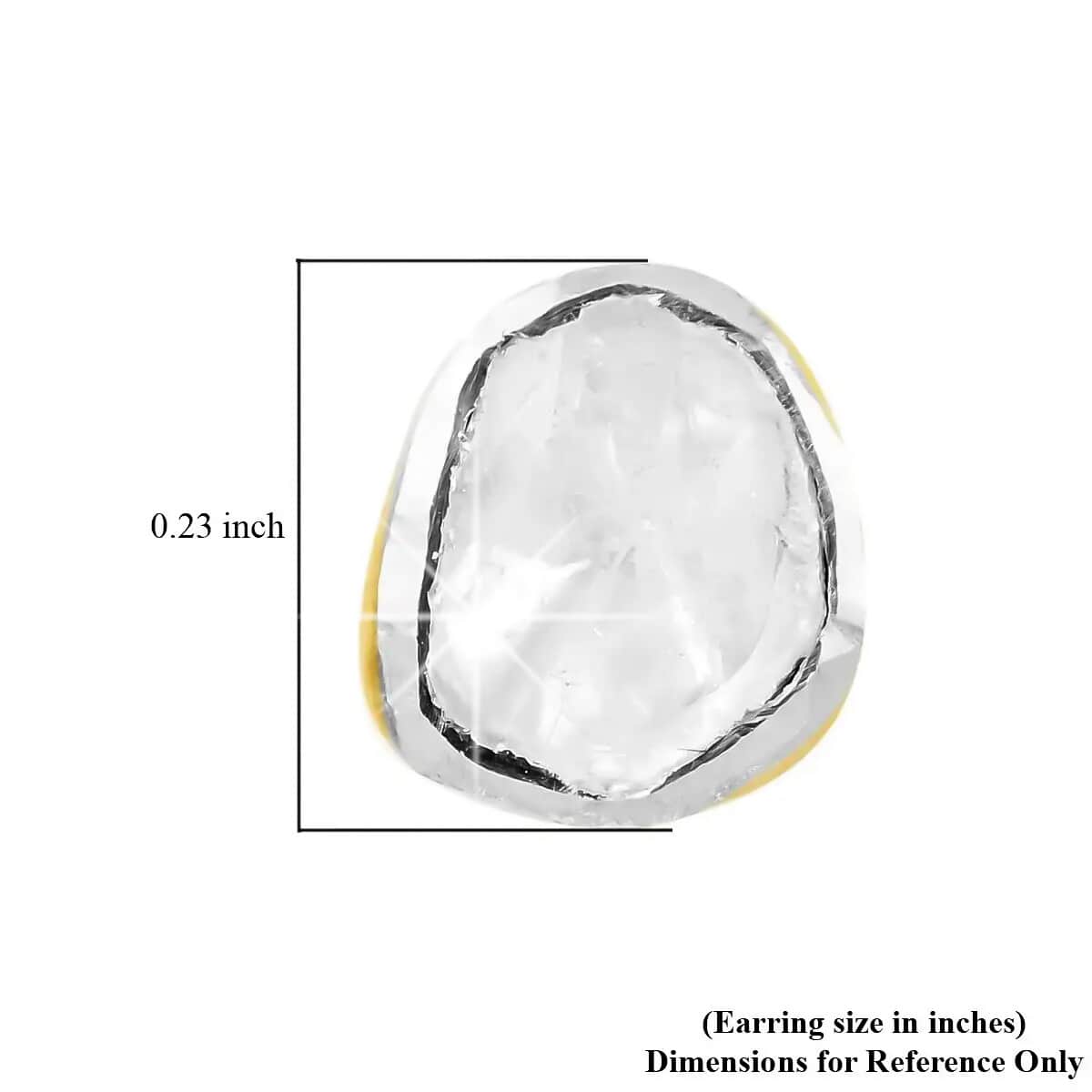 Polki Diamond Earrings in 14K YG Over Sterling Silver, Solitaire Earrings, Diamond Studs 0.50 ctw image number 5
