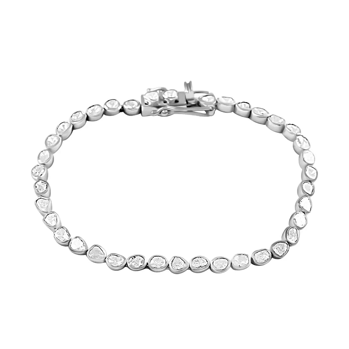 Buy Polki Diamond Tennis Bracelet, Sterling Silver Bracelet, Polki