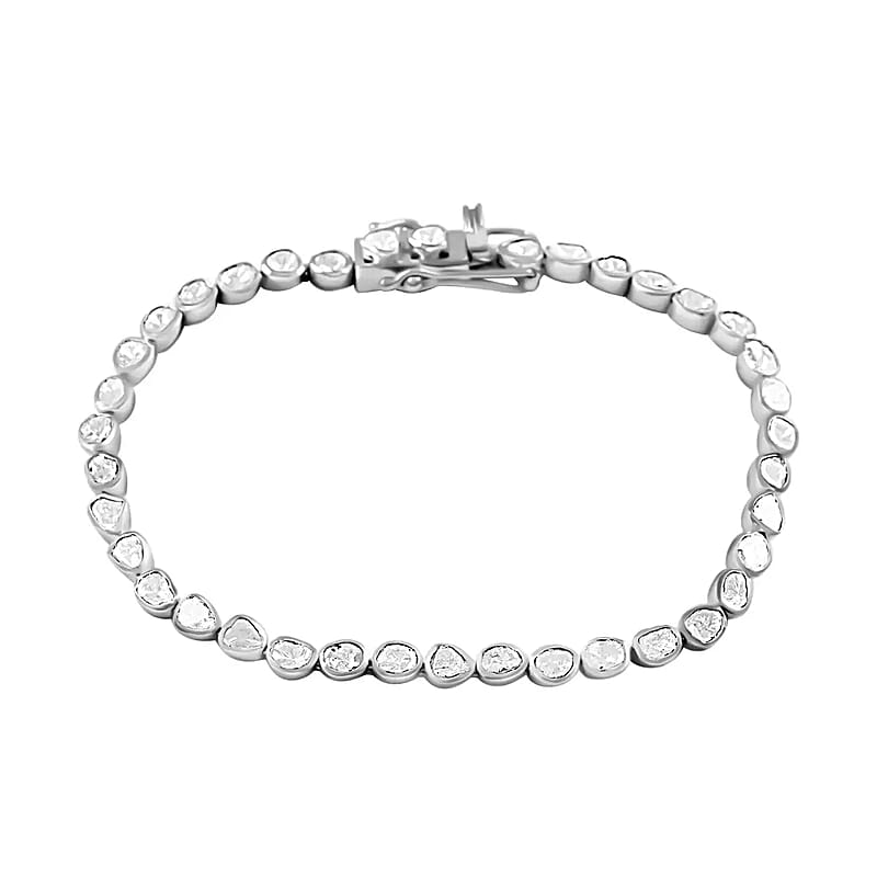 Polki Diamond Tennis Bracelet, Sterling Silver Bracelet, Polki Diamond Bracelet, Bracelet For Her (7.00 In) 2.00 ctw